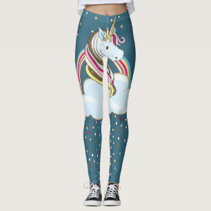Vintage Unicorn: Rainbow Clouds Illustration Leggings