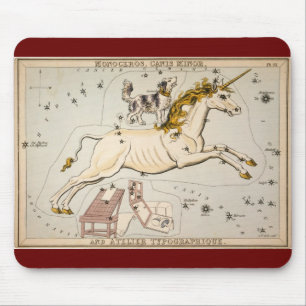 Vintage Unicorn Star Constellation  Map Mouse Pad