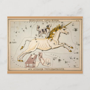 Vintage Unicorn Star Constellation  Map Postcard