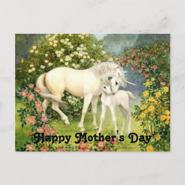 Vintage Unicorns Mother's Day Postcard (Front)