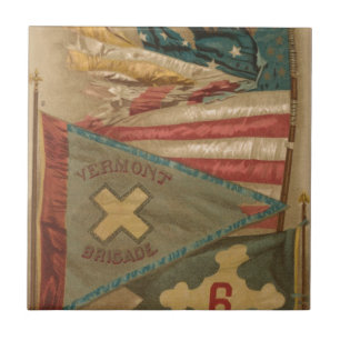 Vintage Union Battle Flags Vermont Tile