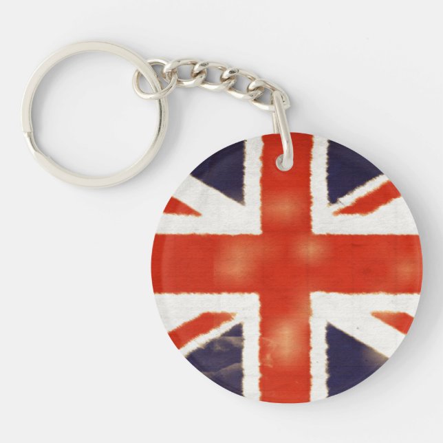 Vintage Union Jack Acrylic Round Keychain (Front)