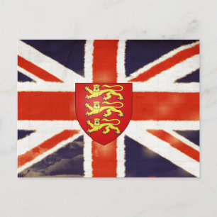 Vintage Union Jack Coat of Arms Postcard
