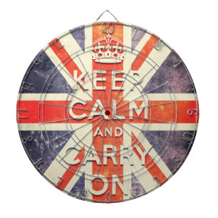 Vintage Union Jack flag keep calm and carry on Dartboard
