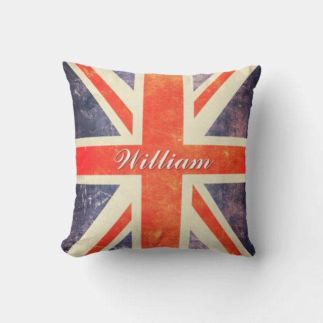Vintage Union Jack flag personalised Cushion (Front)