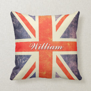 Vintage Union Jack flag personalised Cushion