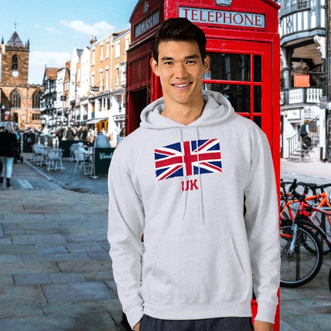 Vintage Union Jack Flag (Red "UK" Text) Hoodie (Creator Uploaded)