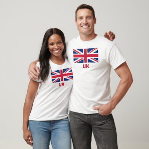 Vintage Union Jack Flag (Red"UK" Text) T-Shirt