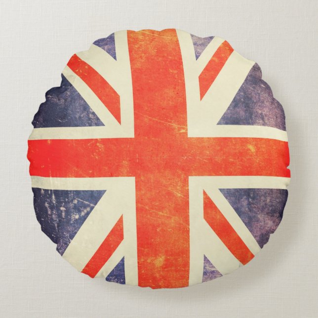 Vintage Union Jack flag Round Cushion (Front)