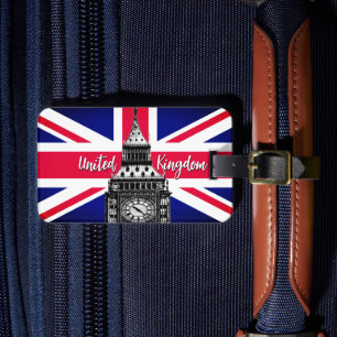 Vintage Union Jack Flag Tags, Big Ben, British Luggage Tag