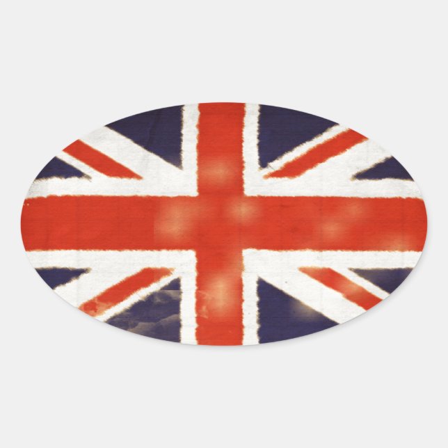 Vintage Union Jack Oval Sticker (Front)