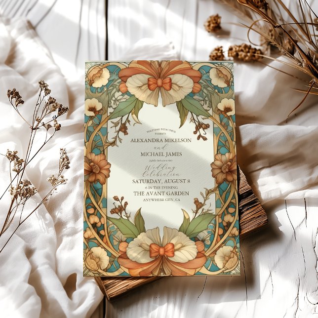 Vintage Unique Floral Art Nouveau Wedding  Invitation (Creator Uploaded)