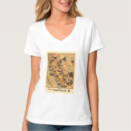 Vintage Unique Restored Map of California, 1885 T-Shirt