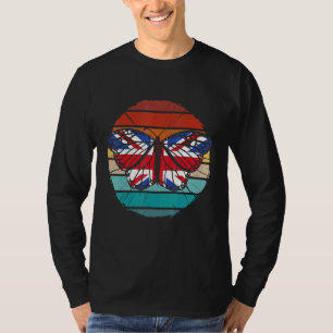 Vintage United Kingdom Butterfly Uk Flag Patriotic T-Shirt