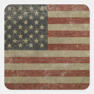 Vintage United States Flag Square Sticker