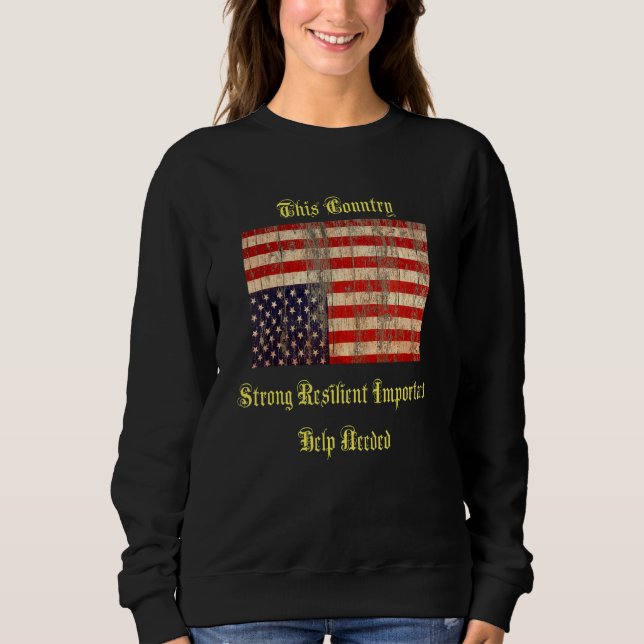 Vintage Upside Down American Flag Distressed Sweatshirt (Front)