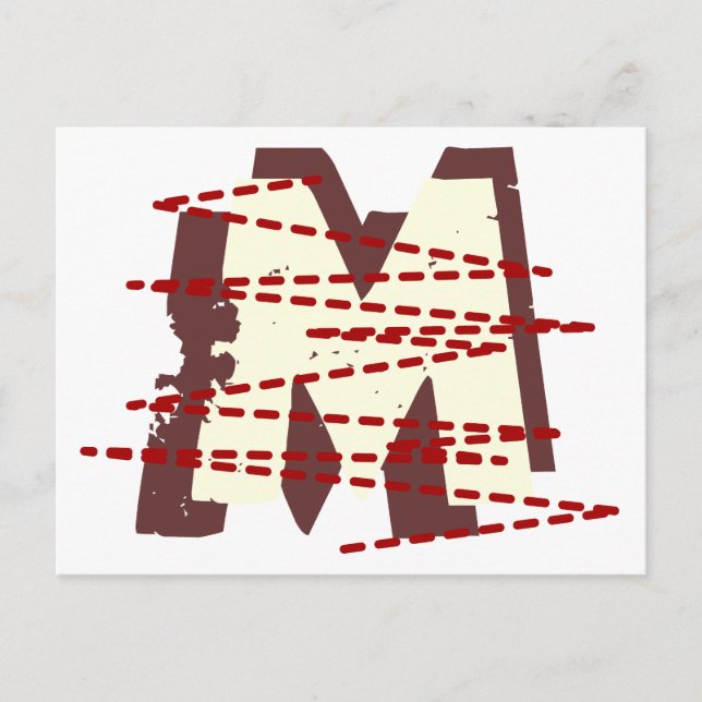 Vintage Urban Grunge Distressed Monogram Letter Holiday Postcard (Front)
