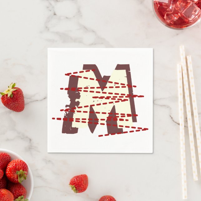 Vintage Urban Grunge Distressed Monogram Letter Napkin (Insitu)