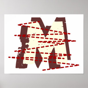 Vintage Urban Grunge Distressed Monogram Letter Poster