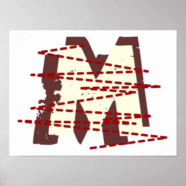 Vintage Urban Grunge Distressed Monogram Letter Poster (Front)