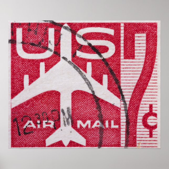 Vintage US Air Mail Travel Poster (Front)