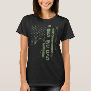 Vintage US American Camo Flag Proud Shiba Inu Dad  T-Shirt
