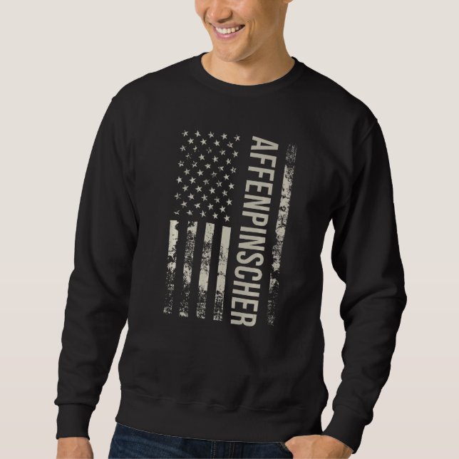 Vintage US American Flag Affenpinscher Dog Premium Sweatshirt (Front)