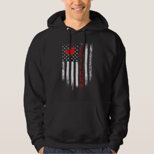 Vintage Us American Flag Chicken Farm Rooster Farm Hoodie