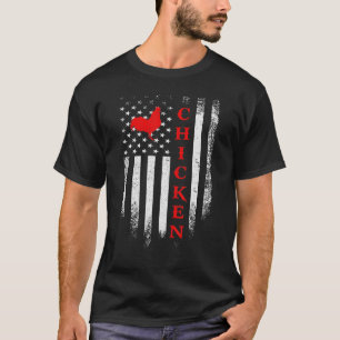 Vintage Us American Flag Chicken Farm Rooster Farm T-Shirt