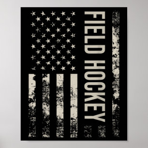 Vintage Us American Flag Field Hockey Poster