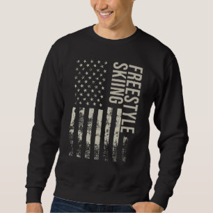 Vintage US American Flag Freestyle Skiing Sweatshirt