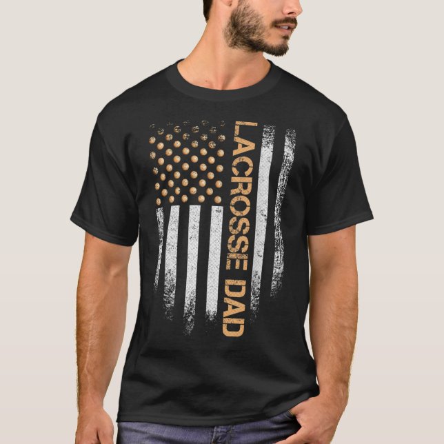 Vintage US American Flag Lacrosse Player T-Shirt (Front)