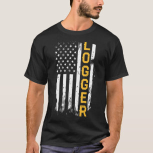 Vintage Us American Flag Logger Logging Carpenter T-Shirt