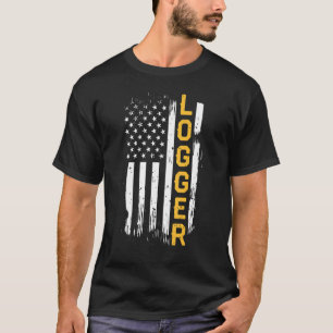 Vintage Us American Flag Logger Logging Carpenter T-Shirt