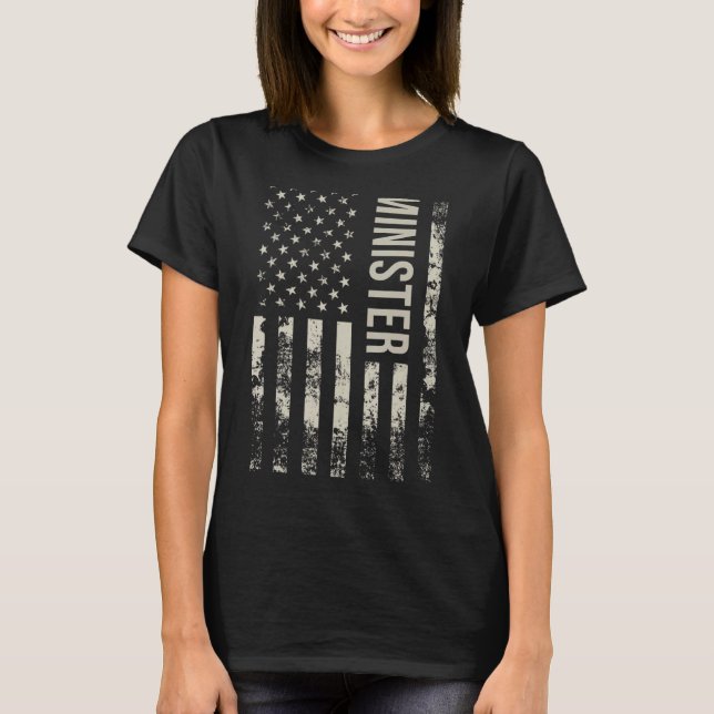 Vintage US American Flag Minister T-Shirt (Front)