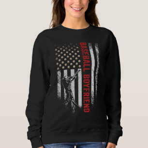 Vintage US American Flag Proud Baseball Boyfriend  Sweatshirt
