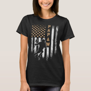 Vintage US American Flag Proud Lacrosse Papaw Lax T-Shirt