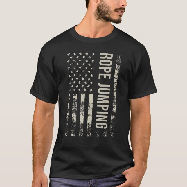 Vintage US American Flag Rope Jumping T-Shirt (Front)
