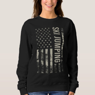 Vintage US American Flag Ski Jumping Sweatshirt
