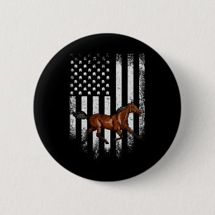 Vintage Us American Flag Standardbred Horse Horseb 6 Cm Round Badge