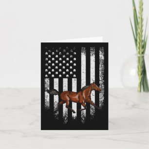 Vintage Us American Flag Standardbred Horse Horseb Card
