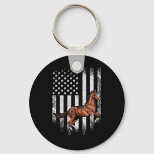 Vintage Us American Flag Thoroughbred Horse Horseb Key Ring