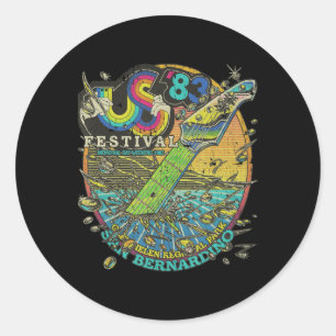 Vintage US Festival 1983 Colourful Rainbow Music F Classic Round Sticker