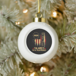 Vintage US Flag 2026 Patriotic Political Supporter Ceramic Ball Christmas Ornament