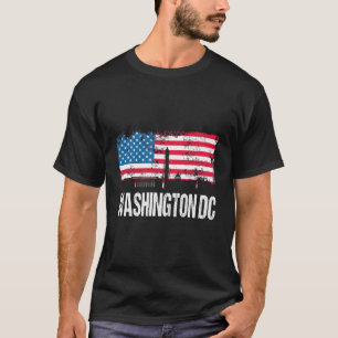 Vintage Us Flag American City Skyline Washington D T-Shirt