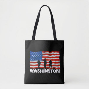 Vintage US Flag American City Washington Christmas Tote Bag