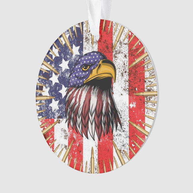 Vintage US Flag American Eagle Ornament (Front)