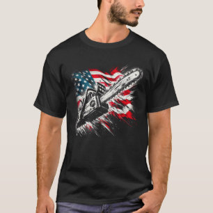 Vintage US Flag Chainsaw Cute Woodworker Funny Log T-Shirt