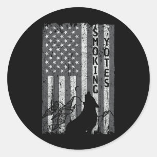 Vintage Us Flag Coyote Hunting Hunter Tee Hunters Classic Round Sticker