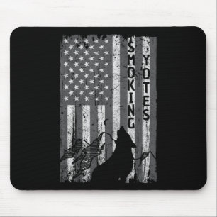 Vintage US Flag Coyote Hunting Hunter Tee Hunters Mouse Pad